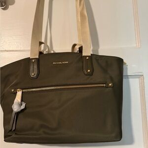 Michael Kors Olive Tote with Cream Straps